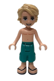 LEGO Friends Mason, Dark Turquoise Shorts, Shirtless minifigure