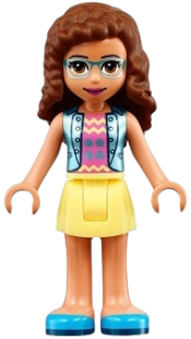 LEGO Friends Olivia, Bright Light Yellow Skirt, Dark Pink Top with Blue Jacket minifigure