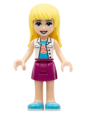 LEGO Friends Stephanie, Magenta Skirt, White Top with Paw Print Undershirt minifigure