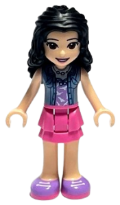 LEGO Friends Emma, Dark Pink Layered Skirt, Sand Blue Top with Birds minifigure