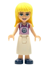 LEGO Friends Stephanie, White Long Skirt, Magenta Top with Apron minifigure