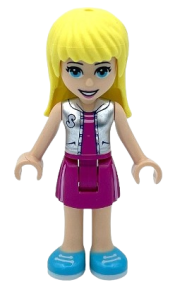 LEGO Friends Stephanie, Magenta Skirt and Top with Metallic Silver Vest minifigure