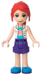 LEGO Friends Mia, Dark Purple Shorts, White Top with Paw Print Undershirt minifigure