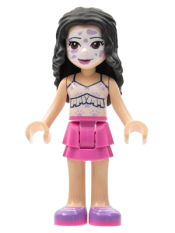 LEGO Friends Emma, Dark Pink Skirt, White Ruffled Tank Top, Face Paint minifigure