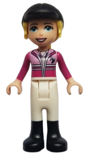 LEGO Friends Stephanie, White Riding Pants, Magenta Jacket, Riding Helmet with Bright Light Yellow Ponytail minifigure