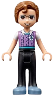 LEGO Friends Julian, Black Trousers, Medium Lavender Vest with Medium Azure Trim over White T-Shirt, Sand Blue Shoes minifigure