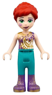 LEGO Friends Mia, Dark Purple and Gold Top, Dark Turquoise Pants, Dark Purple Boots with Gold Pattern minifigure