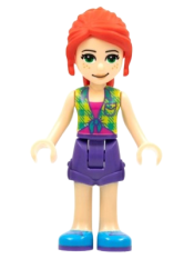 LEGO Friends Mia, Lime Plaid Shirt, Dark Purple Shorts minifigure
