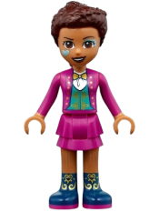 LEGO Friends Andrea, Magenta Jacket and Skirt, Dark Blue Boots minifigure