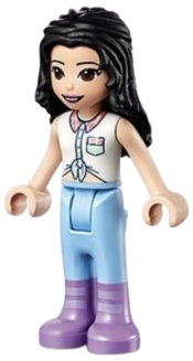 LEGO Friends Emma, Blue Riding Pants, White Collared Shirt, Black Hair minifigure