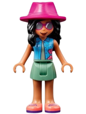 LEGO Friends Savannah, Sand Green Skirt, Magenta Hat minifigure