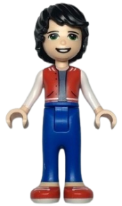 LEGO Friends Jackson, Red Shoes, Blue Trousers, Red Vest, Sand Blue Undershirt, White Sleeves minifigure