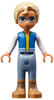 LEGO Friends Sebastian, Medium Nougat Boots, Sand Blue Trousers, Blue Vest with Pockets, Yellow Undershirt minifigure