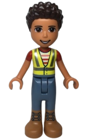 LEGO Friends River, Neon Yellow Safety Vest, Sand Blue Trousers with Medium Nougat Boots minifigure