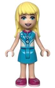 LEGO Friends Stephanie, Medium Azure Skirt, White and Medium Azure Top with Magenta Collar minifigure