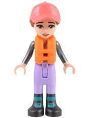 LEGO Friends Capt. Maxine, Lavender Sailing Outfit, Coral Cap, Orange Life Jacket minifigure
