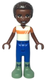LEGO Friends Elijah, White and Orange Shirt, Blue Trousers, Sand Green Boots minifigure