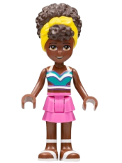 LEGO Friends Nandi, White and Dark Turquoise Tank Top, Dark Pink Skirt, White Sandals, Yellow Head Wrap minifigure