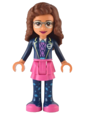 LEGO Friends Olivia (Nougat) - Dark Pink Skirt, Dark Blue Leggings, Dark Blue Jacket minifigure