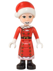 LEGO Friends Santa - Red Jacket and Skirt with Buttons and White Trim, Santa Hat minifigure