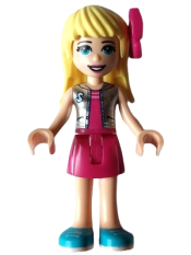 LEGO Friends Stephanie - Magenta Skirt and Top with Silver Vest, Magenta Bow minifigure