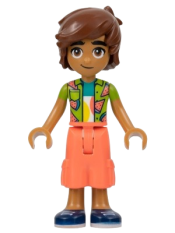 LEGO Friends Leo - Lime Watermelon Shirt, Coral Trousers Cropped Large Pockets, Dark Blue Shoes minifigure