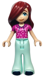 LEGO Friends Paisley - Dark Pink Hoodie, Light Aqua Trousers Bell-Bottoms, Dark Blue Shoes minifigure