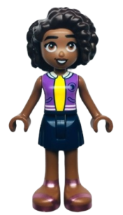 LEGO Friends Aliya - Medium Lavender Vest, Dark Blue Skirt, Metallic Pink Sandals minifigure