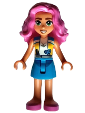 LEGO Friends Nadia - Medium Azure and Yellow Vest, Medium Azure Skirt, Dark Pink Shoes minifigure