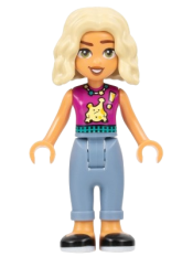 LEGO Friends Nova - Magenta Sleeveless Shirt, Sand Blue Trousers with Cuffs, Black Shoes minifigure