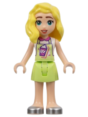 LEGO Friends Matilde - Yellowish Green Jumper, Bubble Tea Uniform, Silver Shoes minifigure