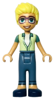 LEGO Friends Olly - Yellowish Green and Sand Green Unbuttoned Shirt, Sand Blue Trousers, Dark Blue Shoes minifigure