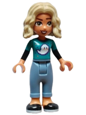 LEGO Friends Nova - Dark Turquoise Shirt, Sand Blue Trousers with Cuffs, Black Shoes minifigure