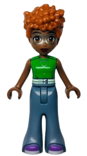 LEGO Friends Naomi (Medium Brown) - Green Sleeveless Top, Sand Blue Bell-Bottoms, Medium Lavender Shoes minifigure