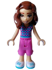 LEGO Friends Luna - Dark Pink and Medium Azure Top with Scales, Dark Pink Trousers Cropped, White Shoes minifigure