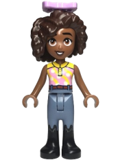 LEGO Friends Aliya - Yellow and Bright Pink Top, Sand Blue Trousers, Black Boots, Lavender Bow minifigure