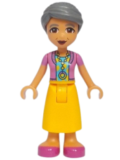 LEGO Friends Abuelita - Dark Pink Sweater Vest, Bright Light Orange Long Skirt, Magenta Shoes minifigure