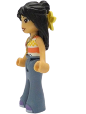 LEGO Friends Liann - White, Coral and Bright Light Orange Top, Sand Blue Bell-Bottoms, Medium Lavender Shoes, Flower minifigure