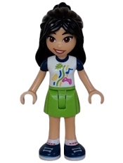 LEGO Friends Liann - White Shirt with Dark Blue Short Sleeves, Lime Skirt, Dark Blue Shoes minifigure