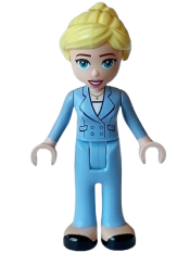LEGO Friends Stephanie (Adult) - Bright Light Blue Suit with Pockets and Buttons, Black Shoes minifigure