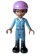 LEGO Friends Aliya - Bright Light Blue Jacket, Sand Blue Trousers, Black Boots, Medium Lavender Horse Riding Helmet minifigure