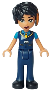 LEGO Friends Zoe - Dark Blue Vest with Bright Light Orange Tie, Dark Blue Trousers, Black Shoes minifigure