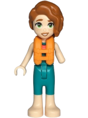 LEGO Friends Autumn - Dark Turquoise Wetsuit, Orange Life Jacket, Light Nougat Legs and Feet minifigure