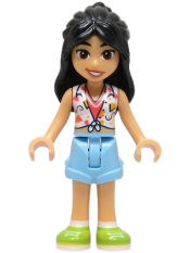 LEGO Friends Liann - White Blouse, Coral Shirt, Bright Light Blue Shorts, Lime Shoes minifigure