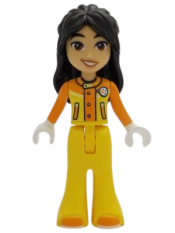 LEGO Friends Liann - Orange and Yellow Ski Suit / Jacket, Trousers Bell-Bottoms, Orange Shoes minifigure