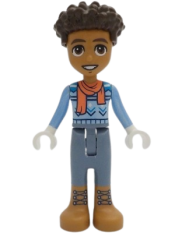 LEGO Friends Aaron - Bright Light Blue Sweater, Coral Scarf, Sand Blue Trousers, Medium Nougat Boots minifigure