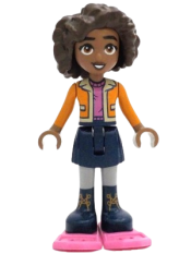 LEGO Friends Aliya - Orange Jacket over Dark Pink Sweater, Dark Blue Skirt, Dark Pink Snowshoes minifigure