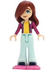 LEGO Friends Paisley - Magenta Jacket over Bright Light Yellow Sweater, Light Aqua Trousers Bell-Bottoms, Dark Pink Snowshoes minifigure