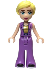 LEGO Friends Stephanie (Adult) - Medium Lavender Suit with Gold Shirt, Black Shoes with White Soles minifigure