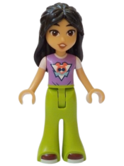 LEGO Friends Liann - Medium Lavender Top, Lime Trousers Bell-Bottoms, Dark Red Shoes, Smile with Top Teeth minifigure